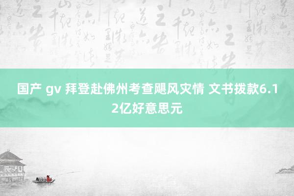 国产 gv 拜登赴佛州考查飓风灾情 文书拨款6.12亿好意思元