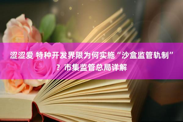 涩涩爱 特种开发界限为何实施“沙盒监管轨制”？市集监管总局详解