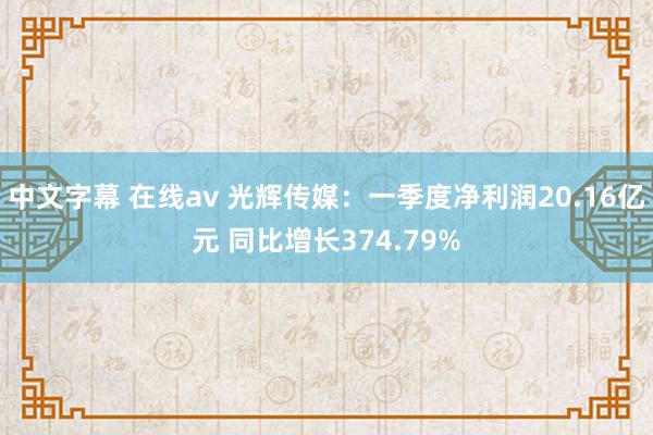 中文字幕 在线av 光辉传媒：一季度净利润20.16亿元 同比增长374.79%
